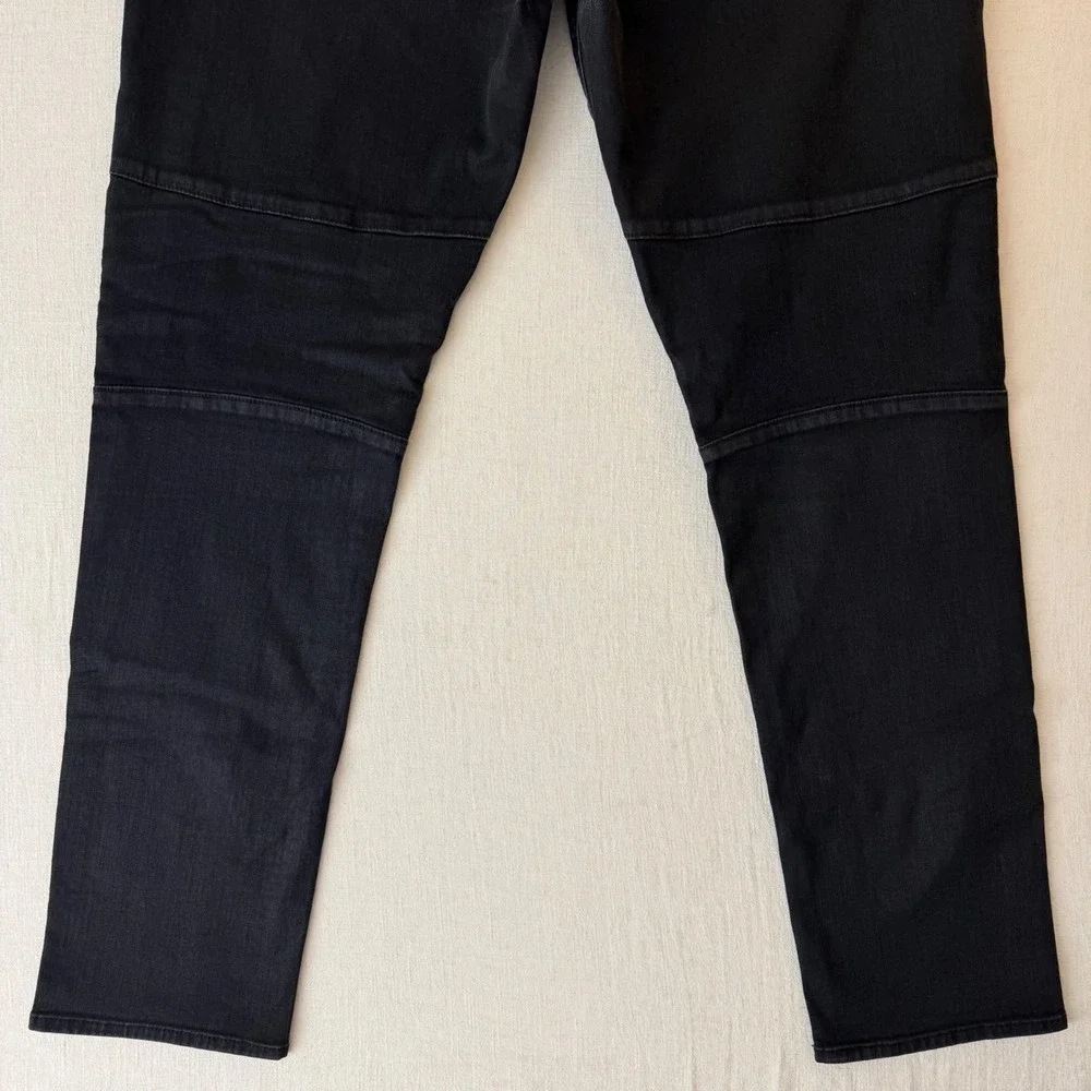 True Religion Geno Jeans Mens 42 Black Moto Biker Relaxed Slim Fit Stretch USA